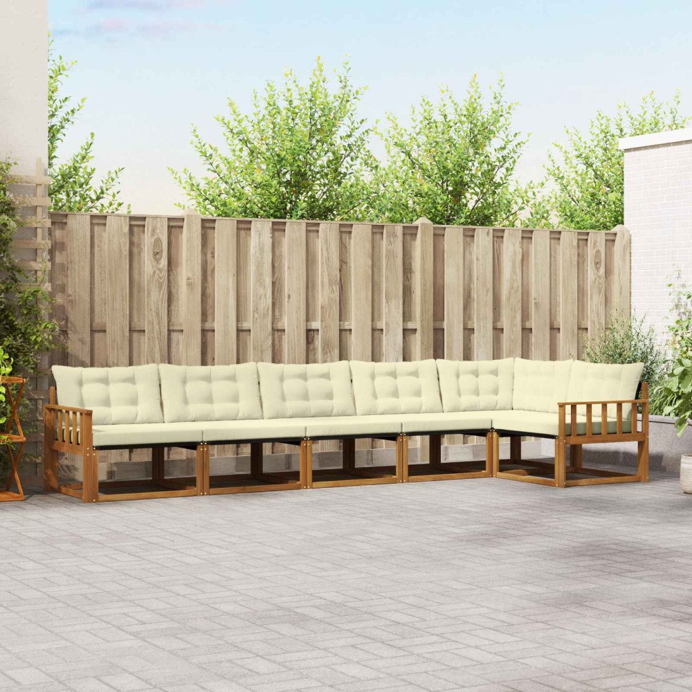 vidaXL Utomhussoffset med kudde 6 pcs Naturlig och Grädde