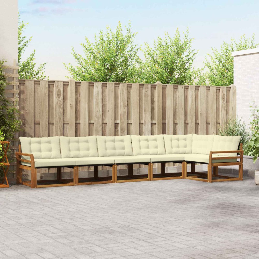 vidaXL Utomhussoffset med kudde 6 pcs Naturlig och Grädde