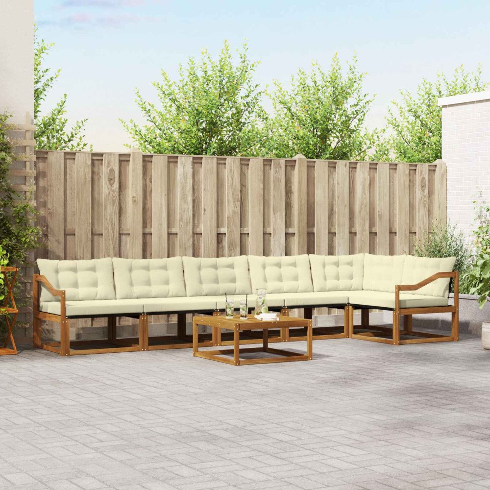 vidaXL Utomhussoffset med kudde 6 pcs Naturlig och Grädde