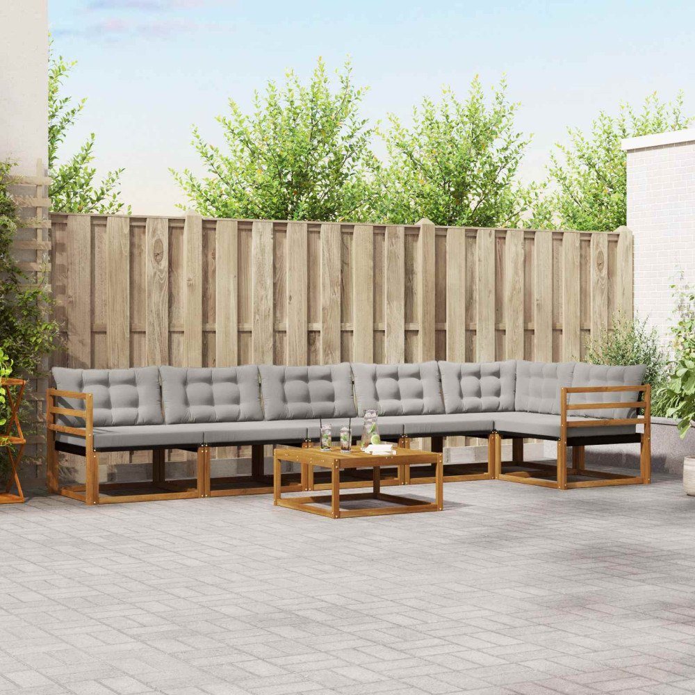 vidaXL Utomhussoffset med kudde 7 pcs Naturlig och Ljus Grå