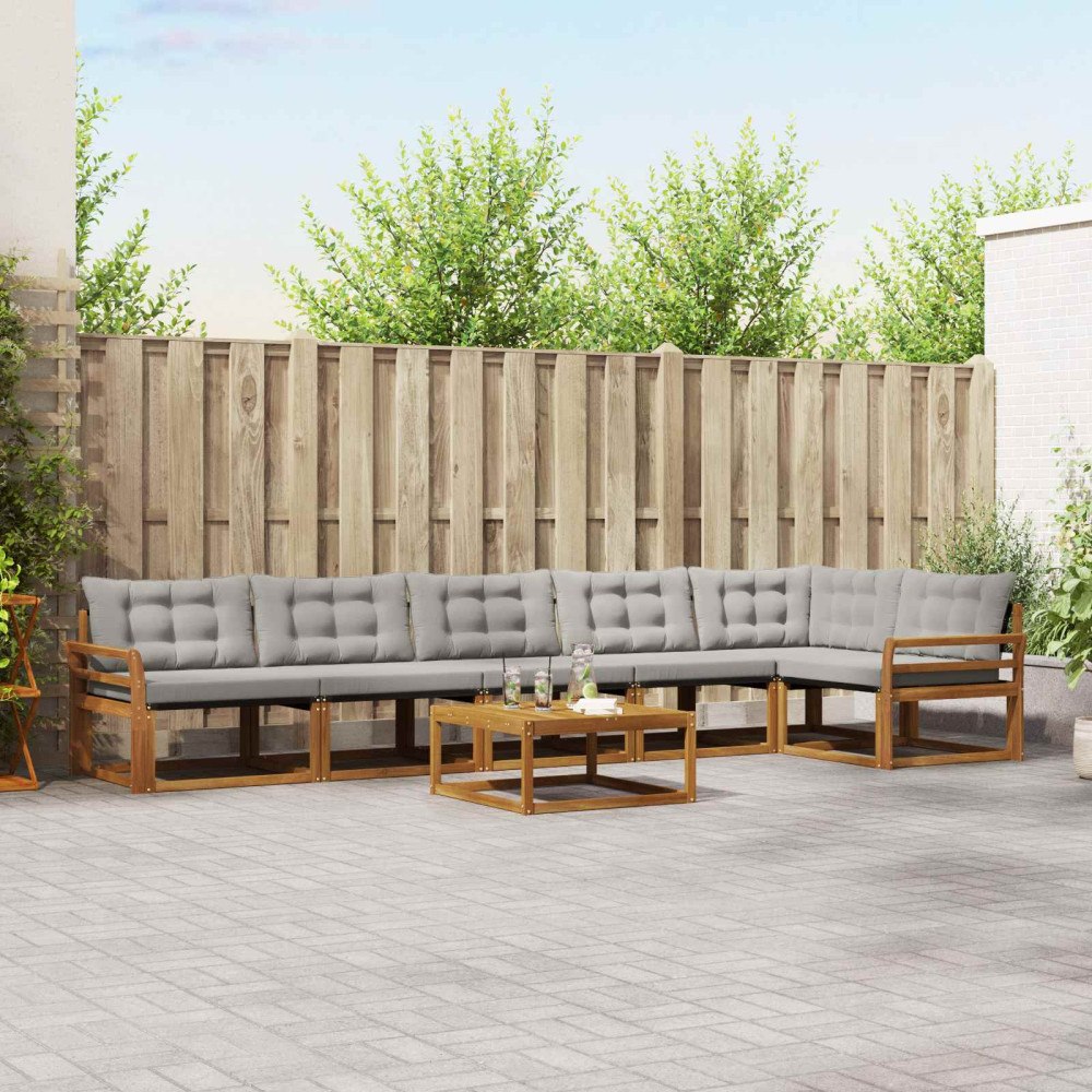 vidaXL Utomhussoffset med kudde 7 pcs Naturlig och Ljus Grå