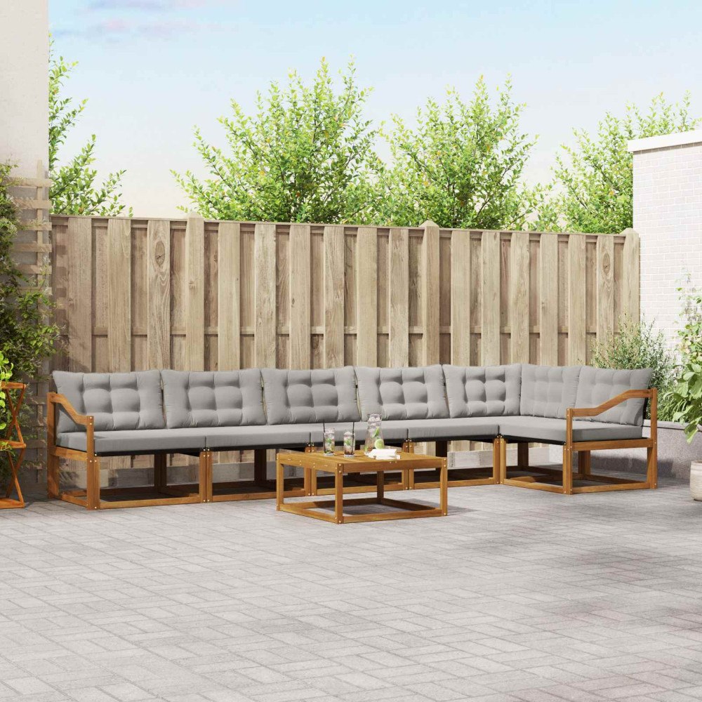 vidaXL Utomhussoffset med kudde 7 pcs Naturlig och Ljus Grå