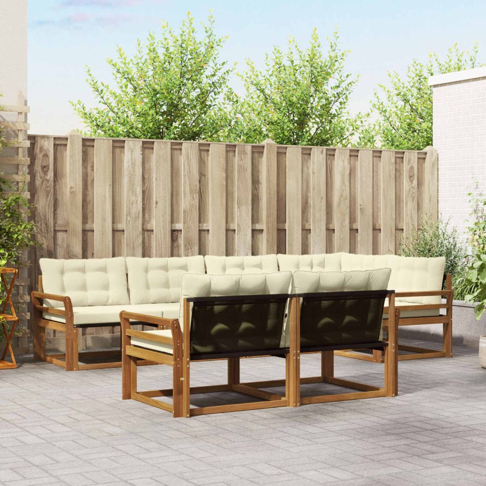 vidaXL Utomhussoffset med kudde 7 pcs Naturlig och Grädde