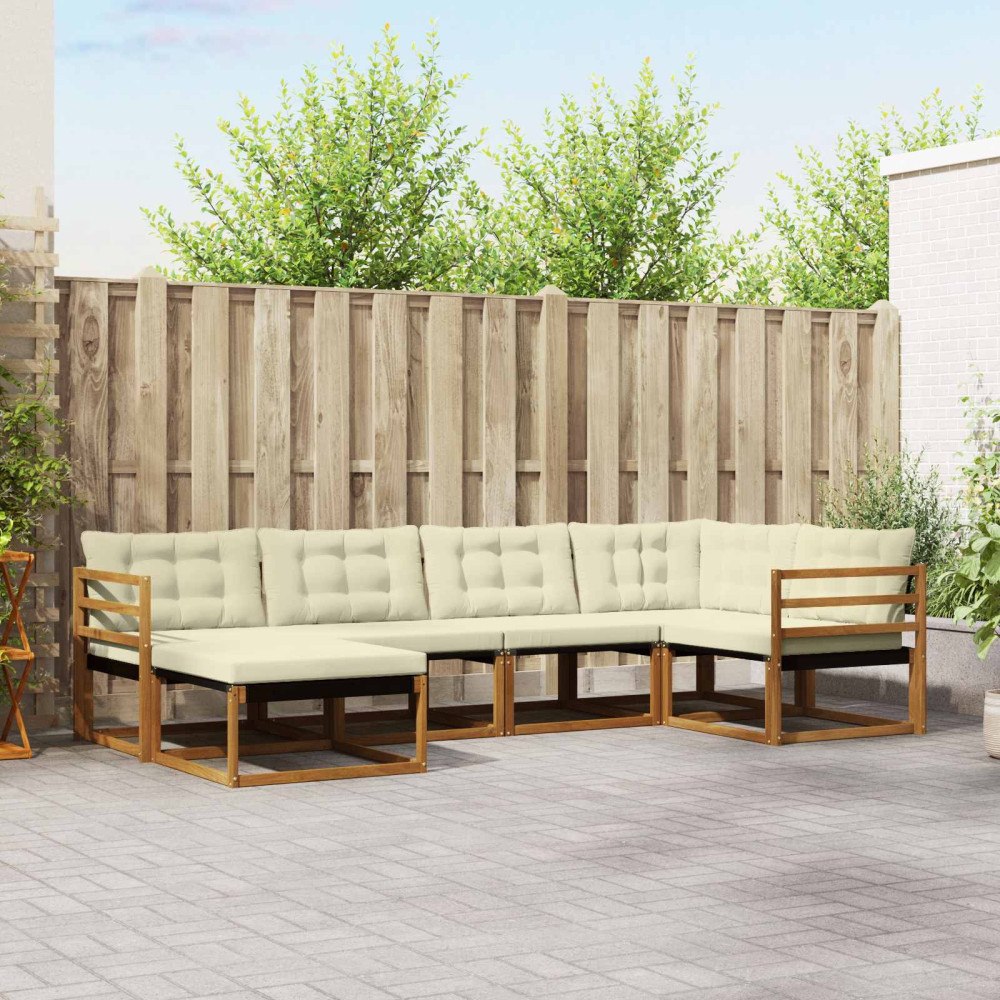 vidaXL Utomhussoffset 18 pcs Naturlig och Grädde Massivt Akaciaträ