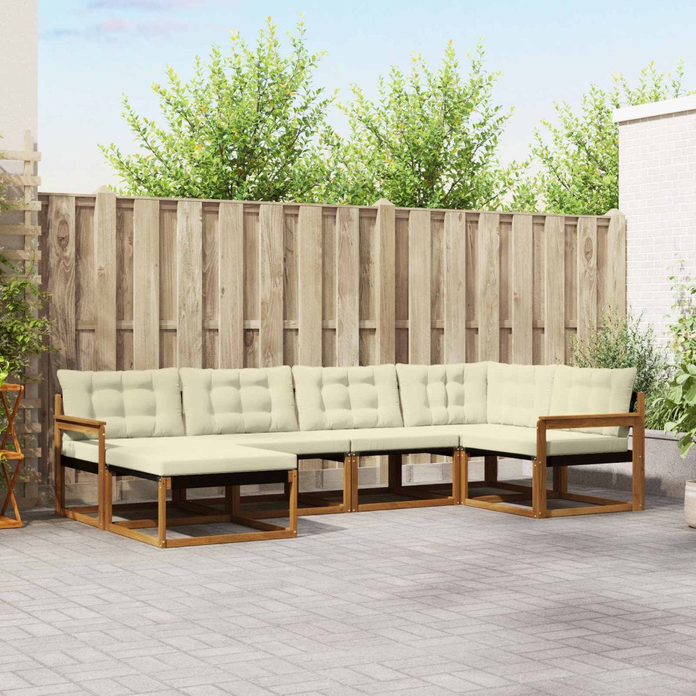 vidaXL Utomhussoffset 18 pcs Naturlig och Grädde Massivt Akaciaträ