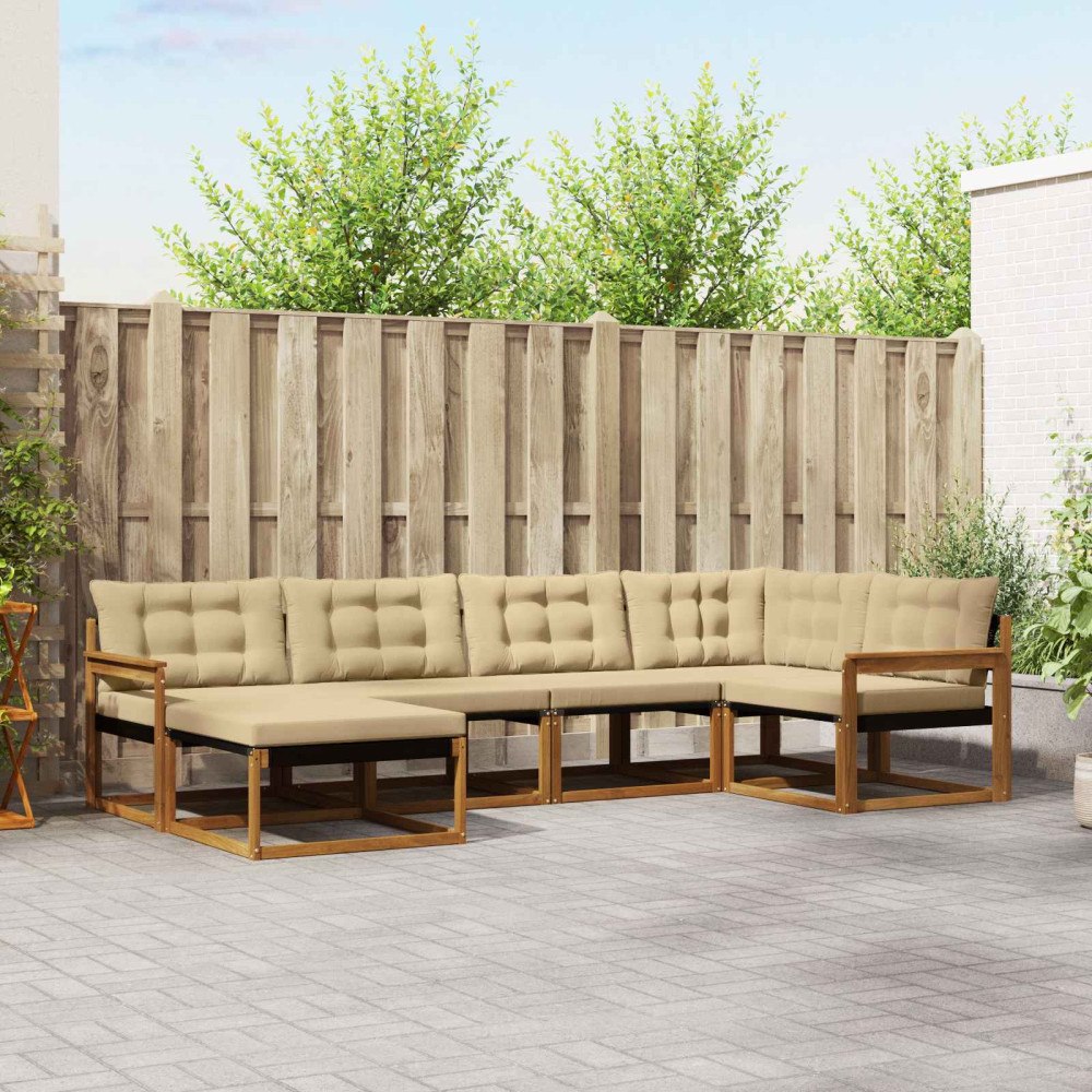 vidaXL Utomhussoffset 18 pcs Naturlig och Beige Massivt Akaciaträ