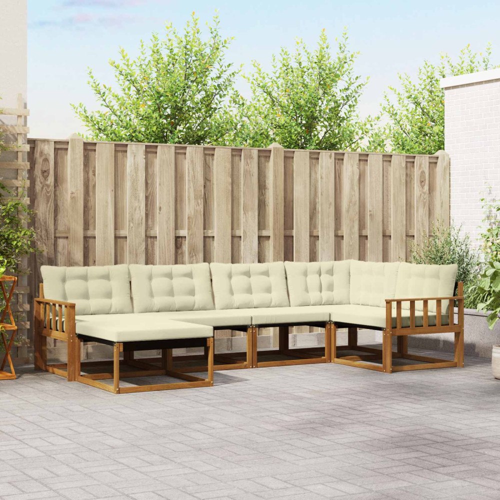 vidaXL Utomhussoffset 18 pcs Naturlig och Grädde Massivt Akaciaträ