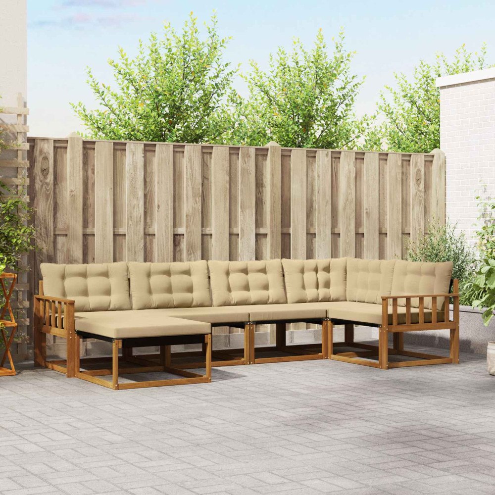 vidaXL Utomhussoffset 18 pcs Naturlig och Beige Massivt Akaciaträ