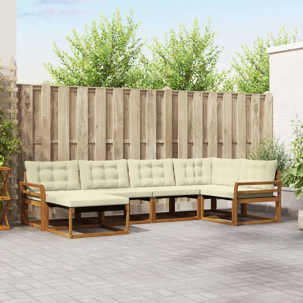 vidaXL Utomhussoffset 18 pcs Naturlig och Grädde Massivt Akaciaträ