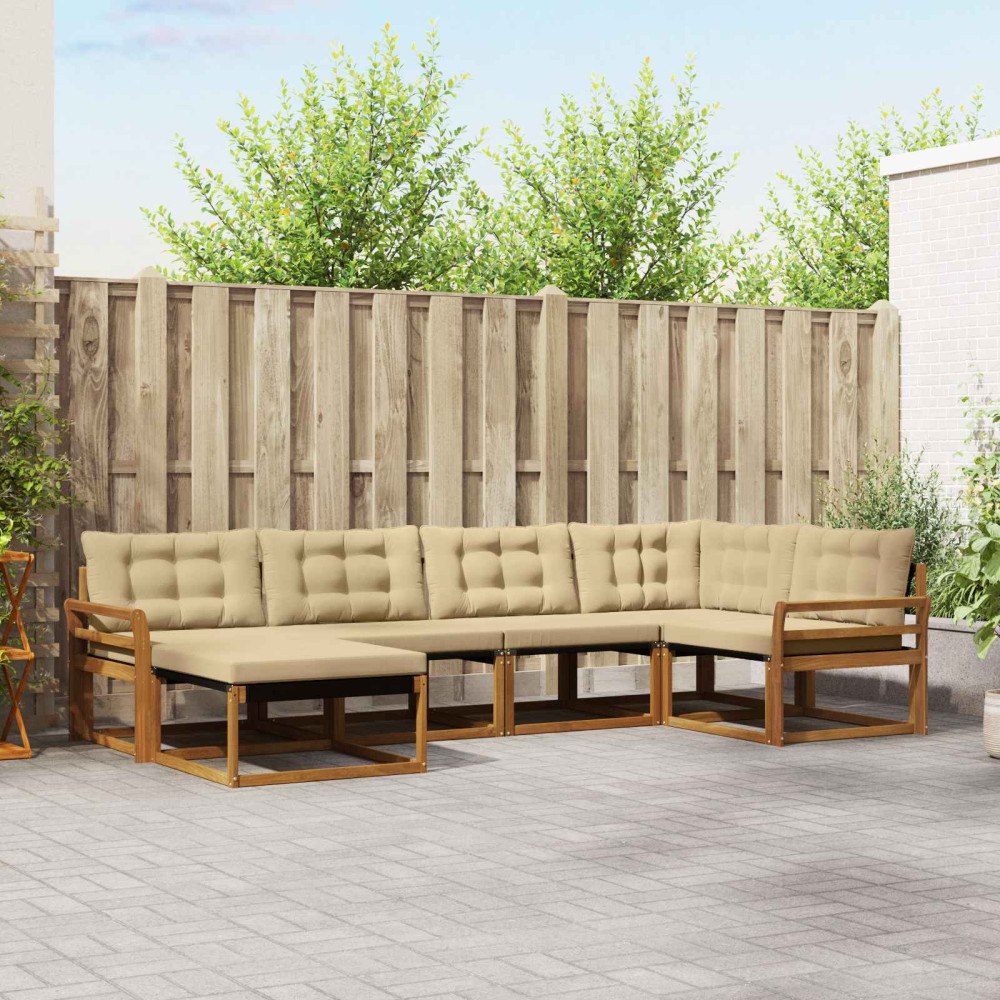 vidaXL Utomhussoffset 18 pcs Naturlig och Beige Massivt Akaciaträ