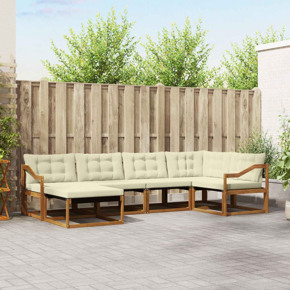 vidaXL Utomhussoffset 18 pcs Naturlig och Grädde Massivt Akaciaträ