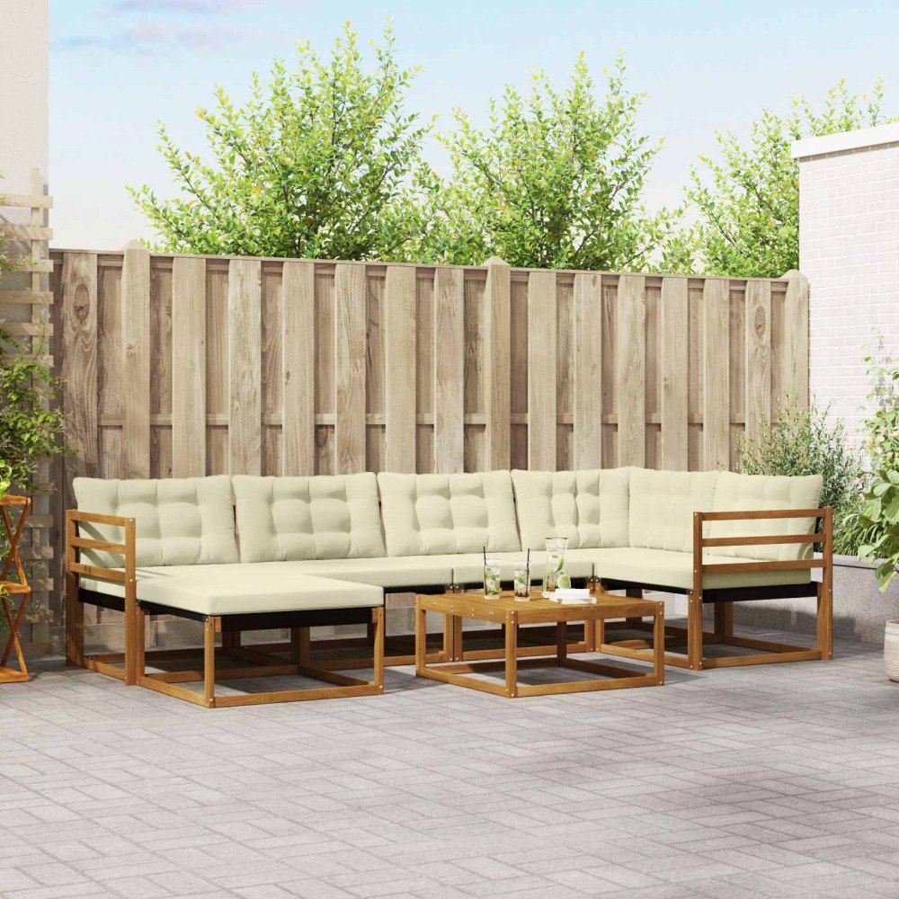 vidaXL Utomhussoffset 19 pcs Naturlig och Grädde Massivt Akaciaträ