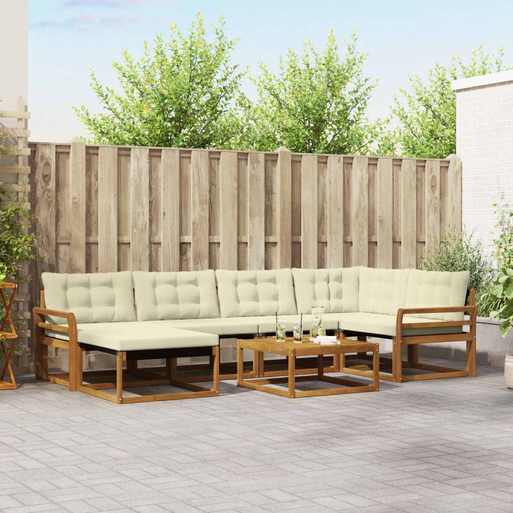 vidaXL Utomhussoffset 19 pcs Naturlig och Grädde Massivt Akaciaträ