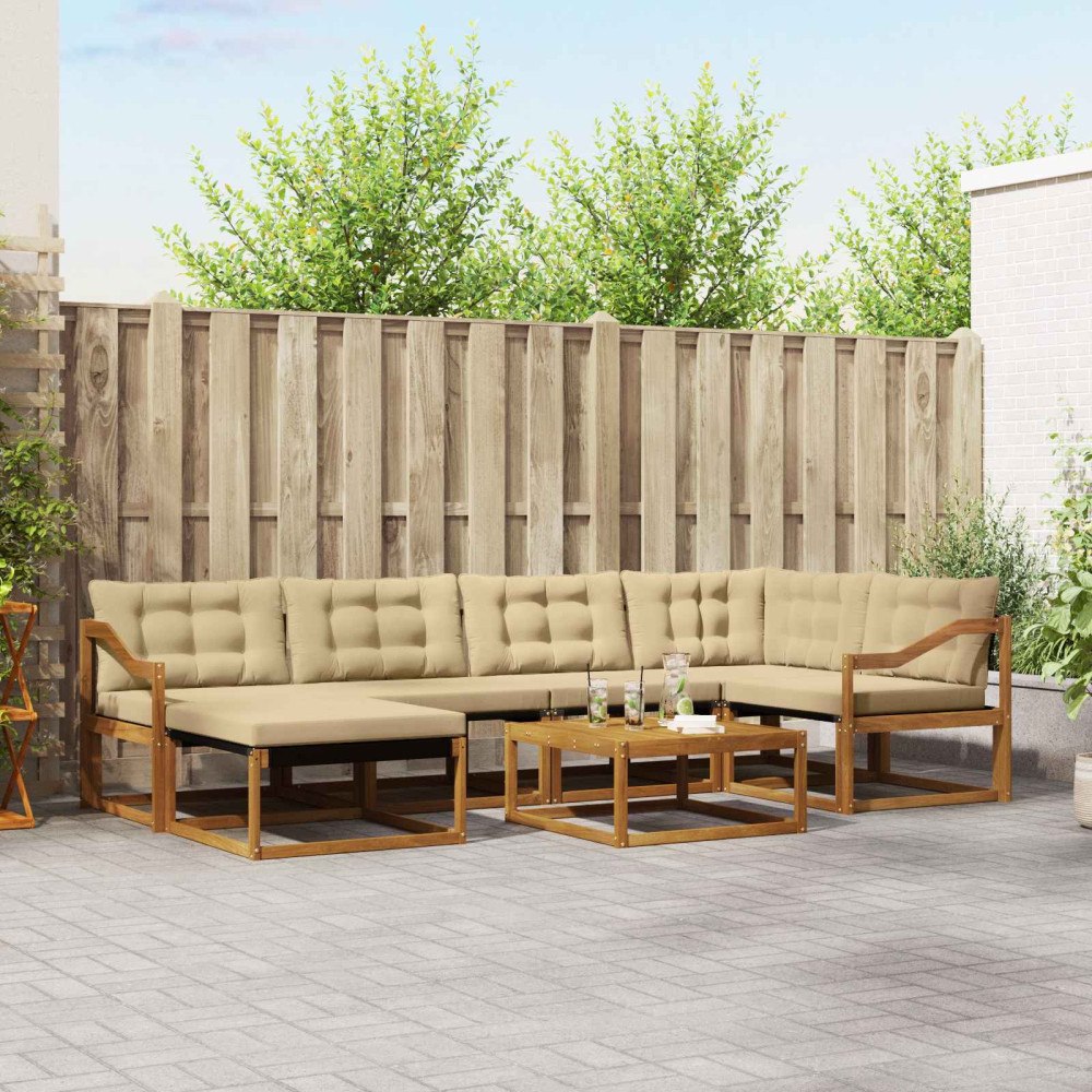 vidaXL Utomhussoffset 19 pcs Naturlig och Beige Massivt Akaciaträ