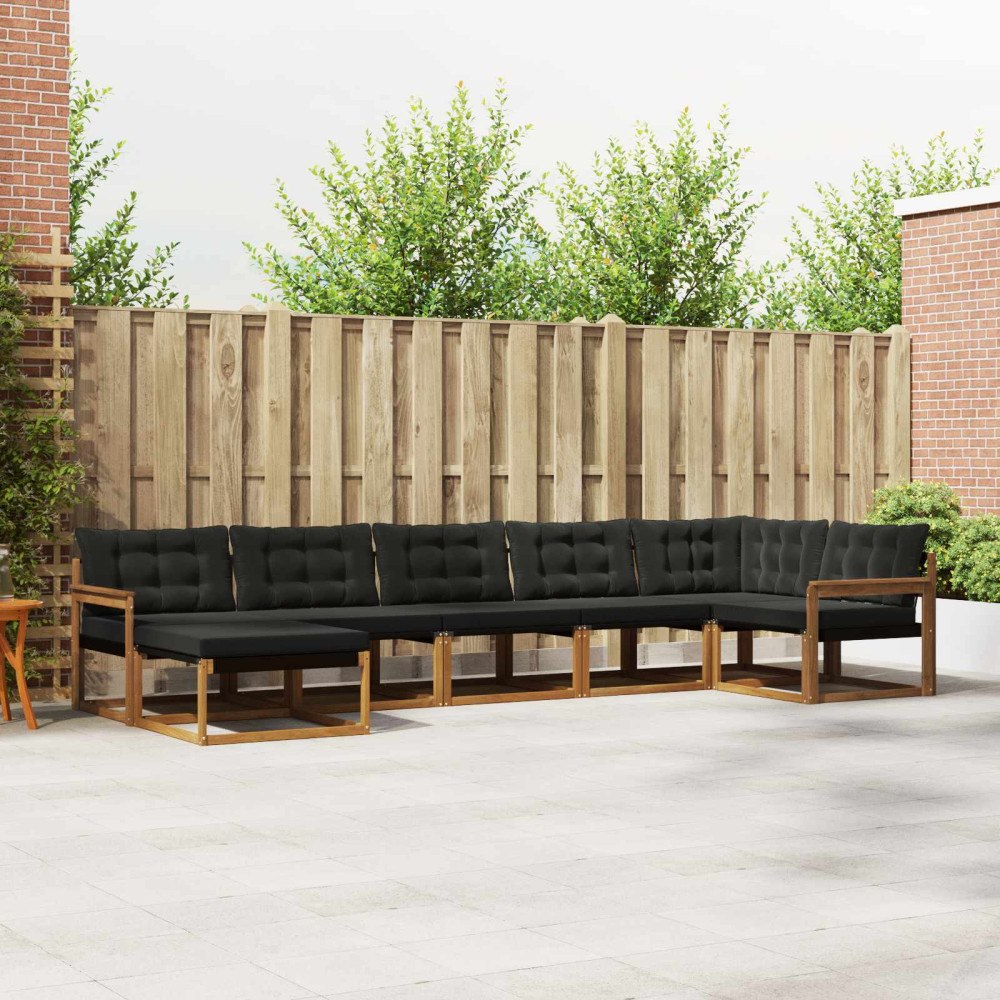 vidaXL Utomhussoffset 21 pcs Naturlig och svart Massivt Akaciaträ