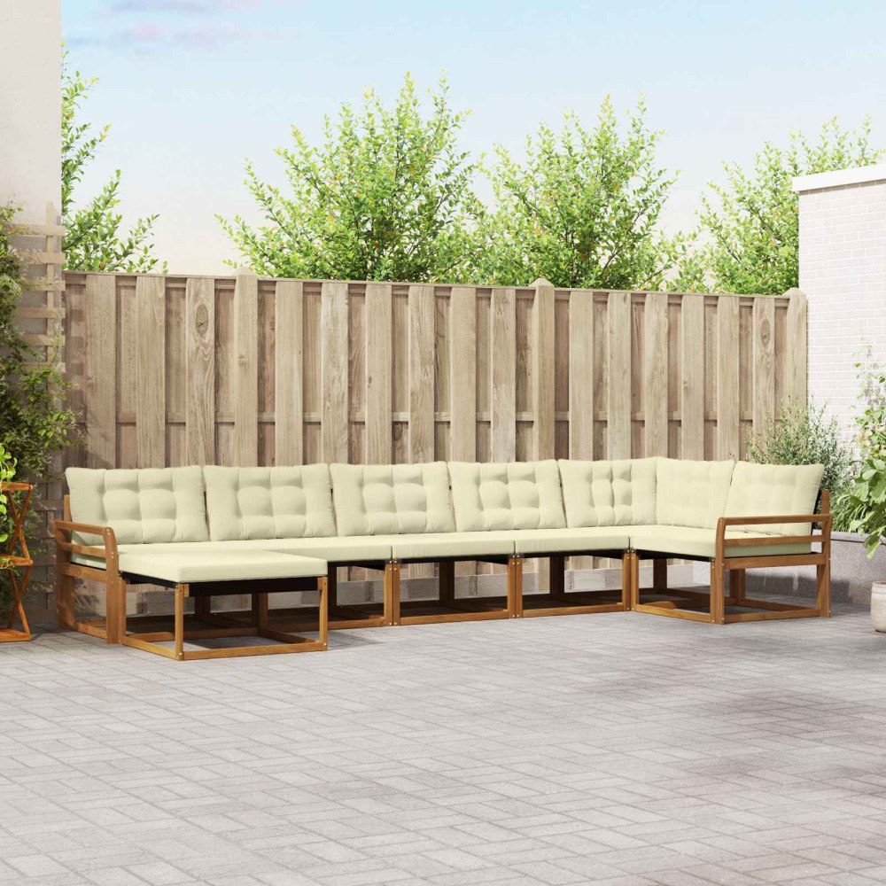 vidaXL Utomhussoffset 21 pcs Naturlig och Grädde Massivt Akaciaträ