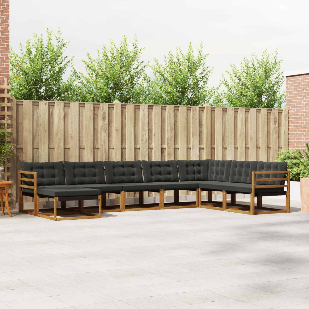 vidaXL Utomhussoffset 24 pcs Naturlig och svart Massivt Akaciaträ