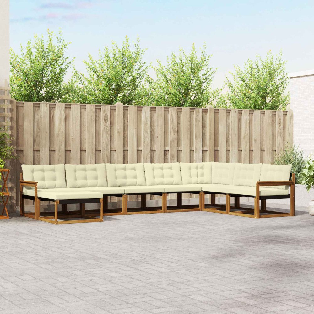 vidaXL Utomhussoffset 24 pcs Naturlig och Grädde Massivt Akaciaträ