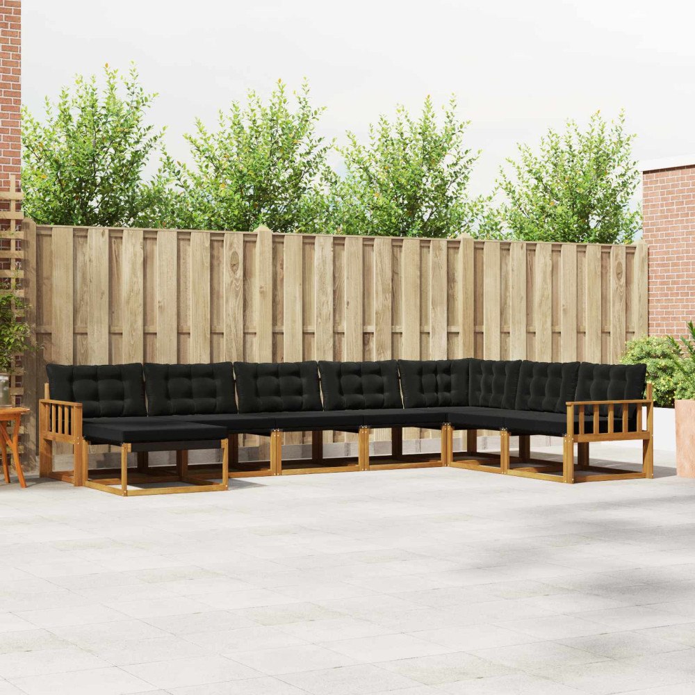 vidaXL Utomhussoffset 24 pcs Naturlig och svart Massivt Akaciaträ