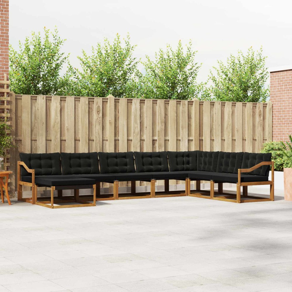 vidaXL Utomhussoffset 24 pcs Naturlig och svart Massivt Akaciaträ