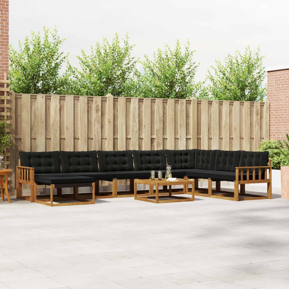 vidaXL Utomhussoffset 25 pcs Naturlig och svart Massivt Akaciaträ