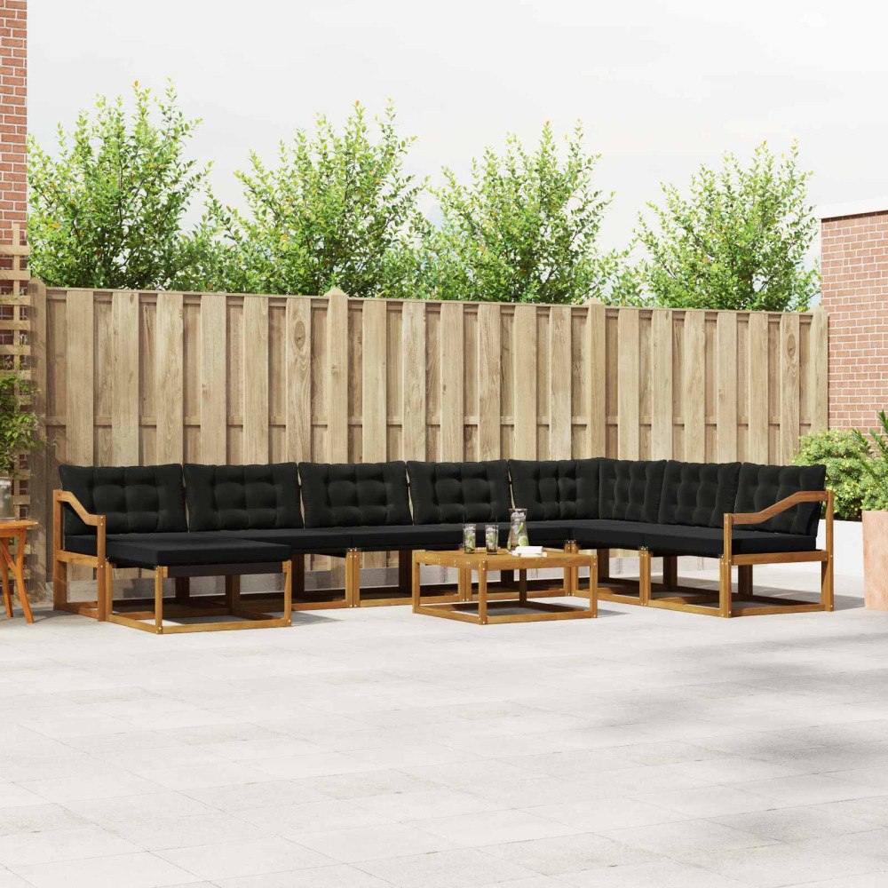 vidaXL Utomhussoffset 25 pcs Naturlig och svart Massivt Akaciaträ