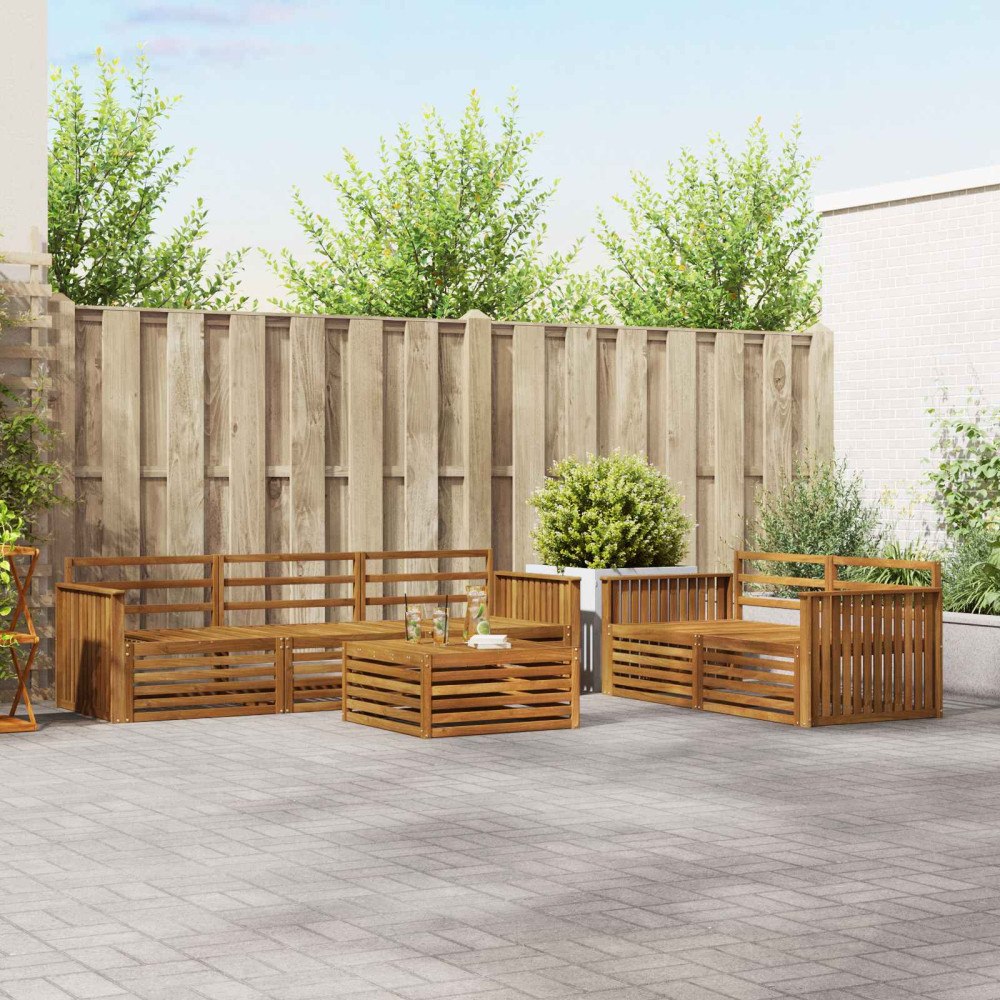 vidaXL Utomhussoffset 6 pcs Naturfärg Massivt Akaciaträ