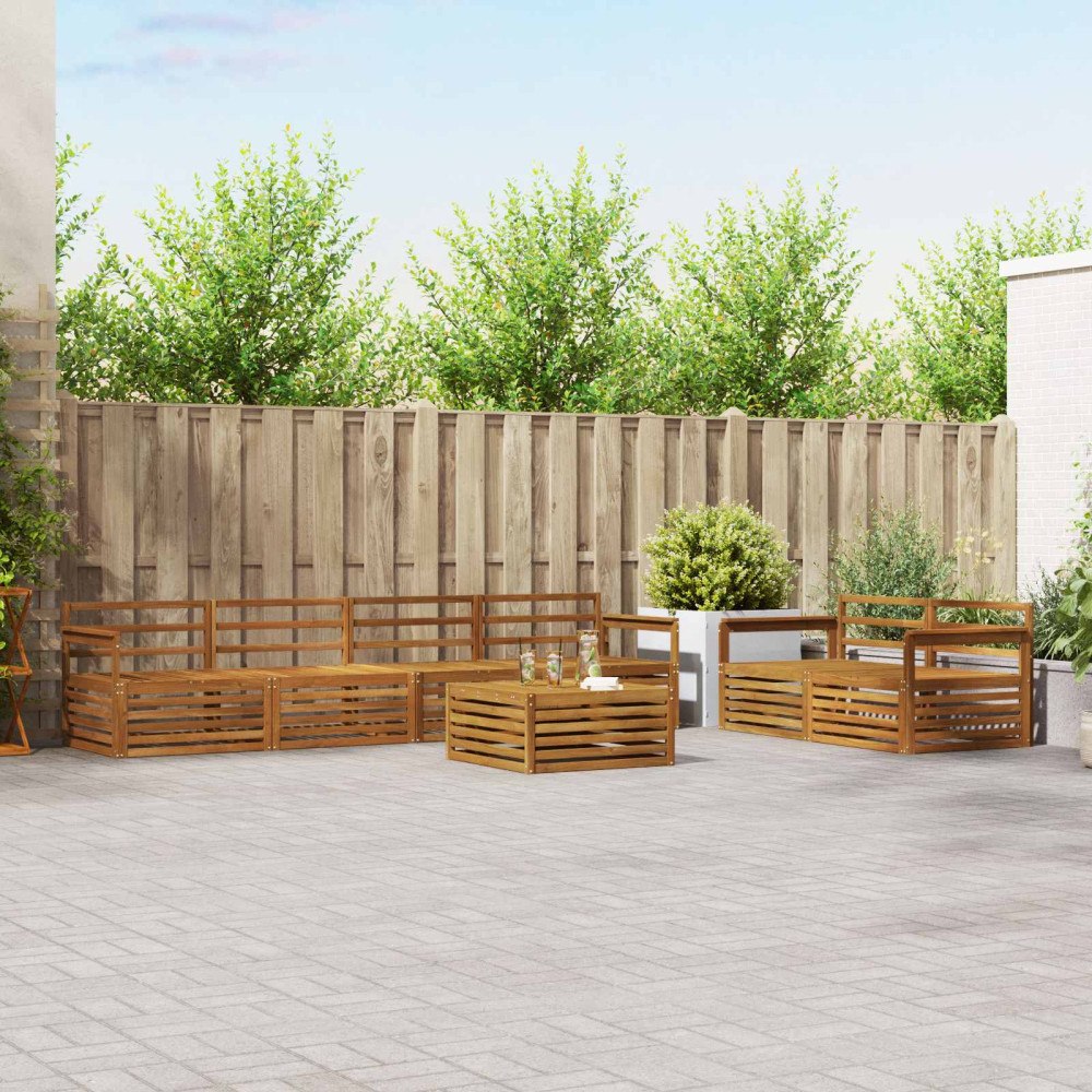 vidaXL Utomhussoffset 7 pcs Naturfärg Massivt Akaciaträ