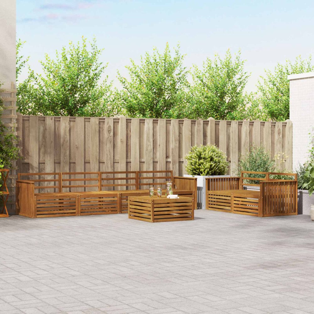 vidaXL Utomhussoffset 7 pcs Naturfärg Massivt Akaciaträ