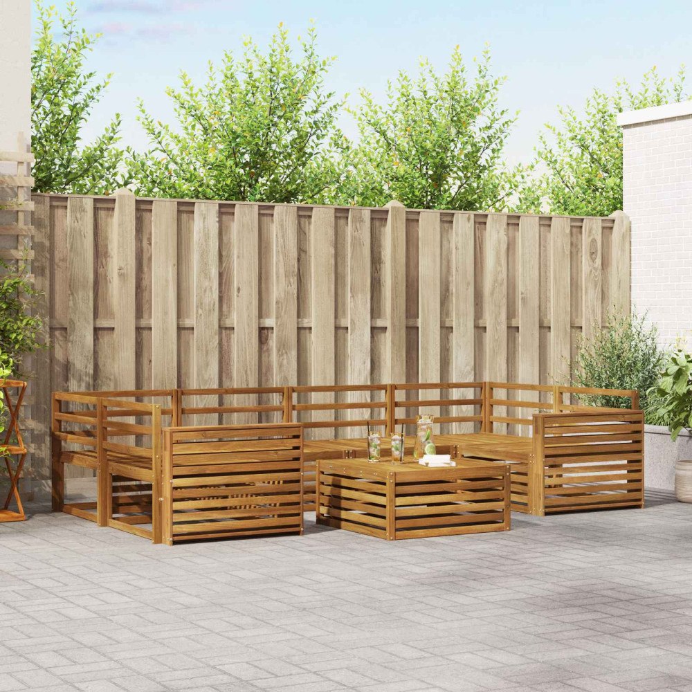 vidaXL Utomhussoffset 7 pcs Naturfärg Massivt Akaciaträ