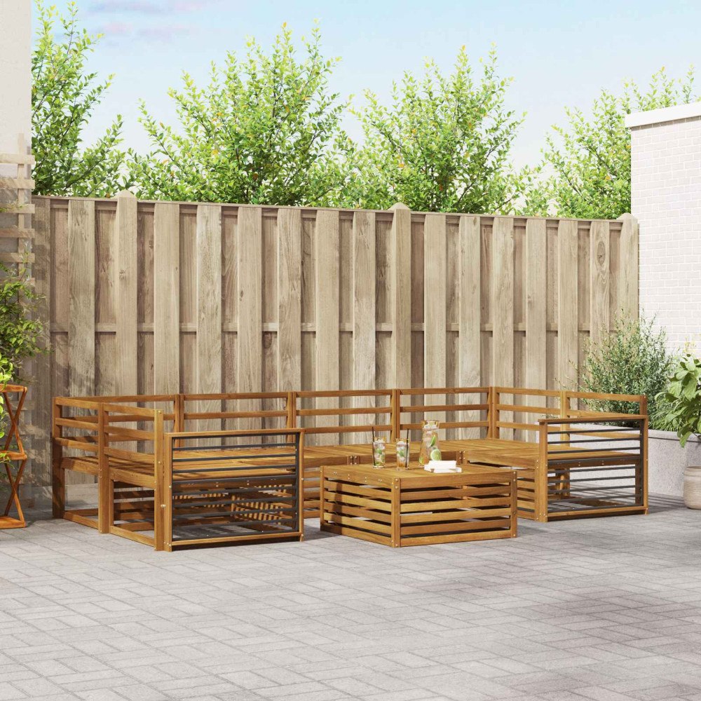 vidaXL Utomhussoffset 7 pcs Naturfärg Massivt Akaciaträ