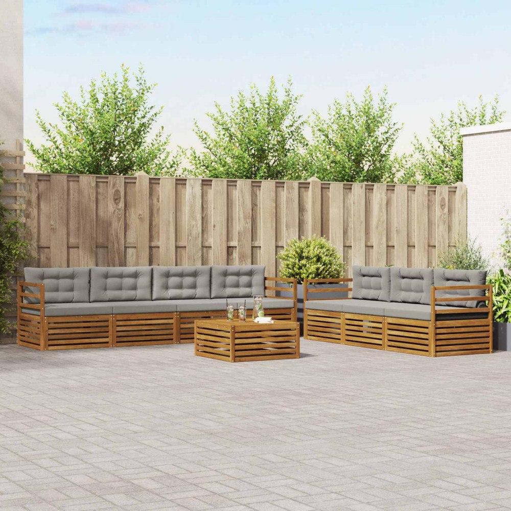 vidaXL Utomhussoffset med kudde 8 pcs Naturlig och Ljus Grå