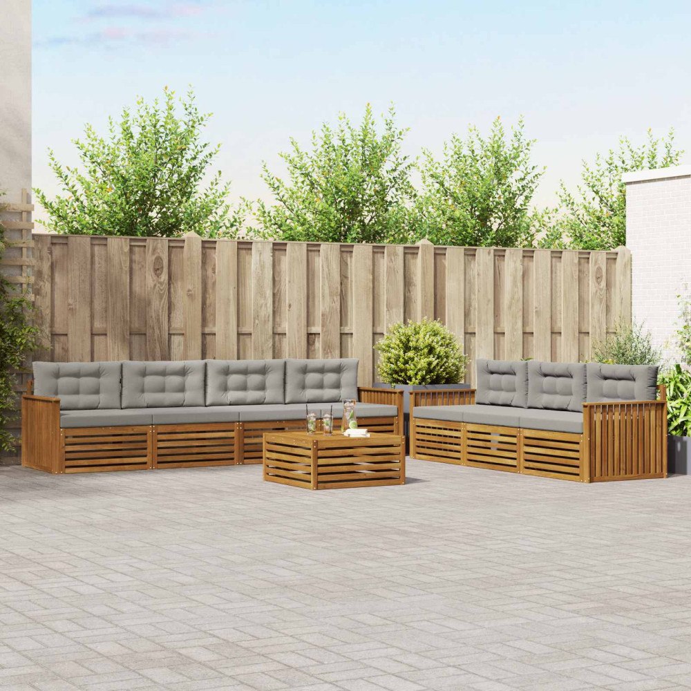 vidaXL Utomhussoffset med kudde 8 pcs Naturlig och Ljus Grå