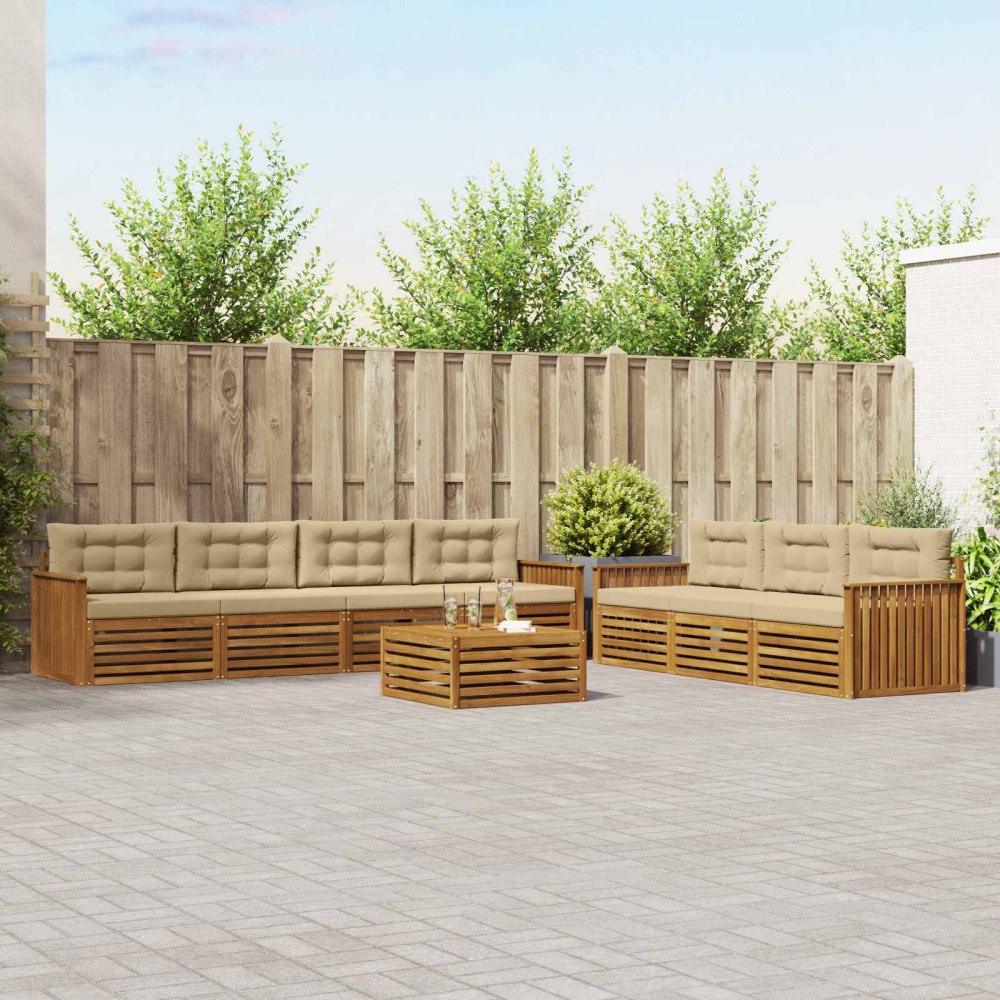 vidaXL Utomhussoffset med kudde 8 pcs Naturlig och Beige