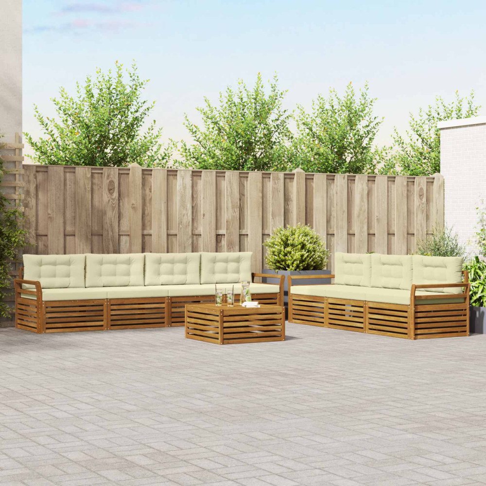 vidaXL Utomhussoffset med kudde 8 pcs Naturlig och Grädde