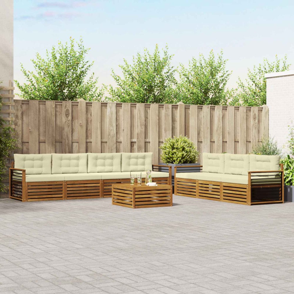 vidaXL Utomhussoffset med kudde 8 pcs Naturlig och Grädde