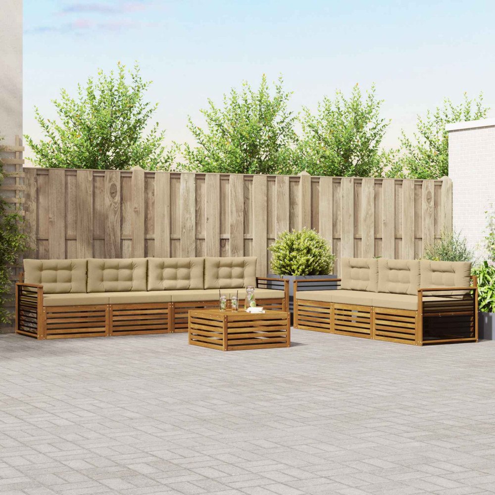 vidaXL Utomhussoffset med kudde 8 pcs Naturlig och Beige