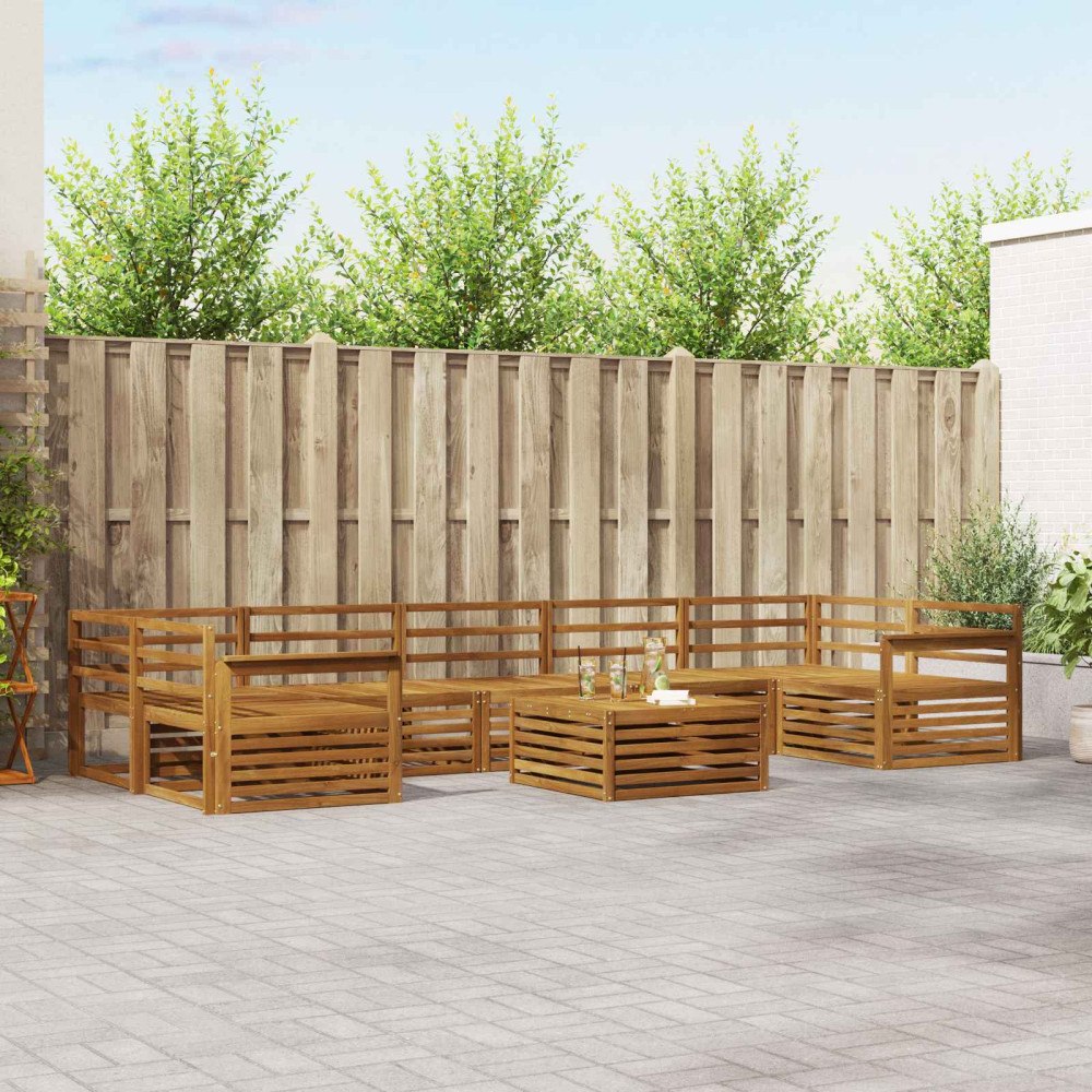 vidaXL Utomhussoffset 8 pcs Naturfärg Massivt Akaciaträ