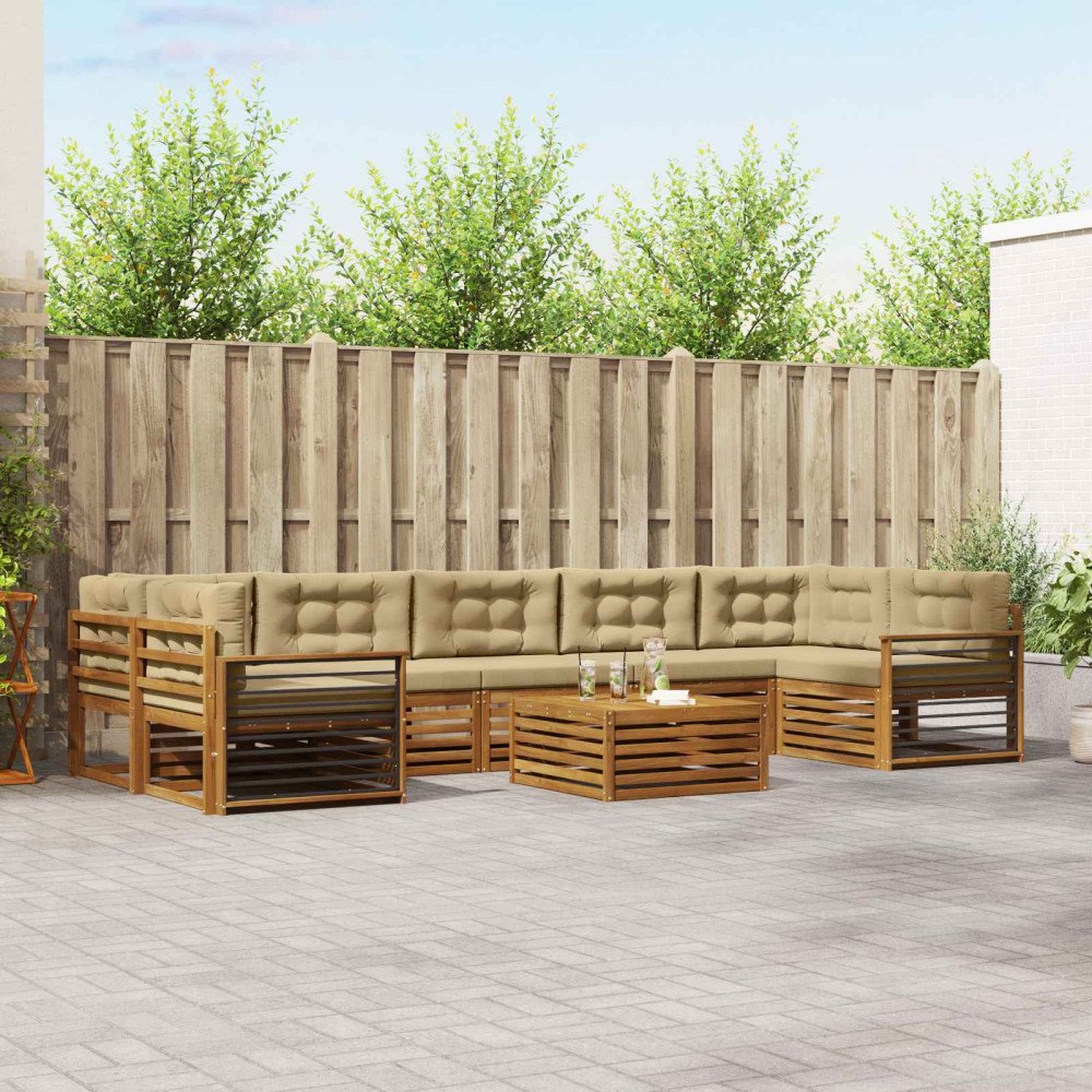 vidaXL Utomhussoffset med kudde 8 pcs Naturlig och Beige