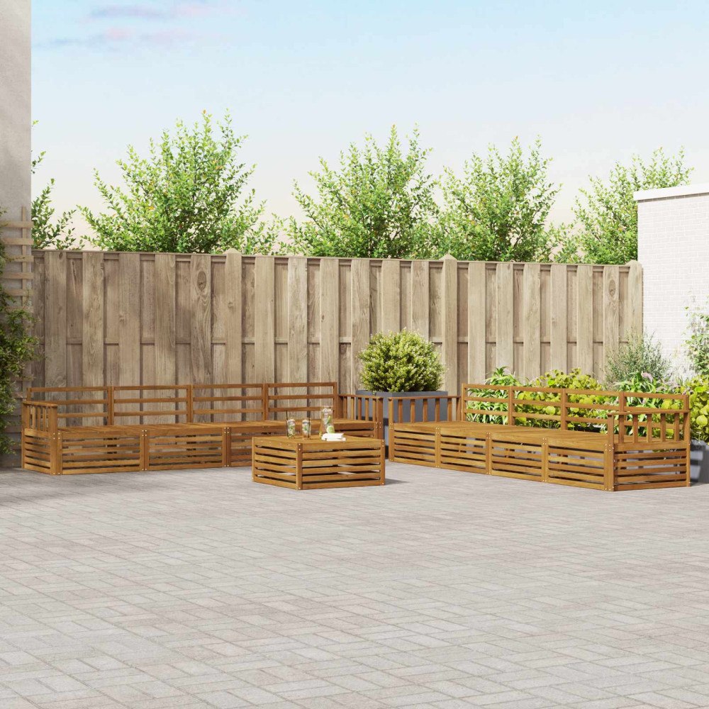 vidaXL Utomhussoffset 9 pcs Naturfärg Massivt Akaciaträ