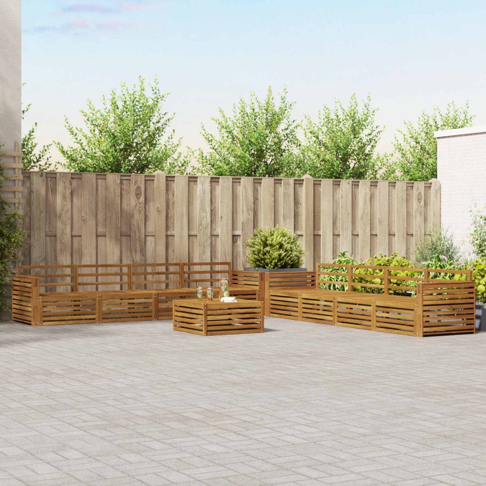 vidaXL Utomhussoffset 9 pcs Naturfärg