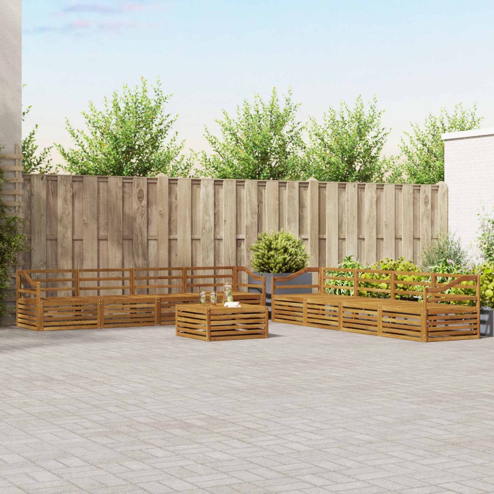 vidaXL Utomhussoffset 9 pcs Naturfärg