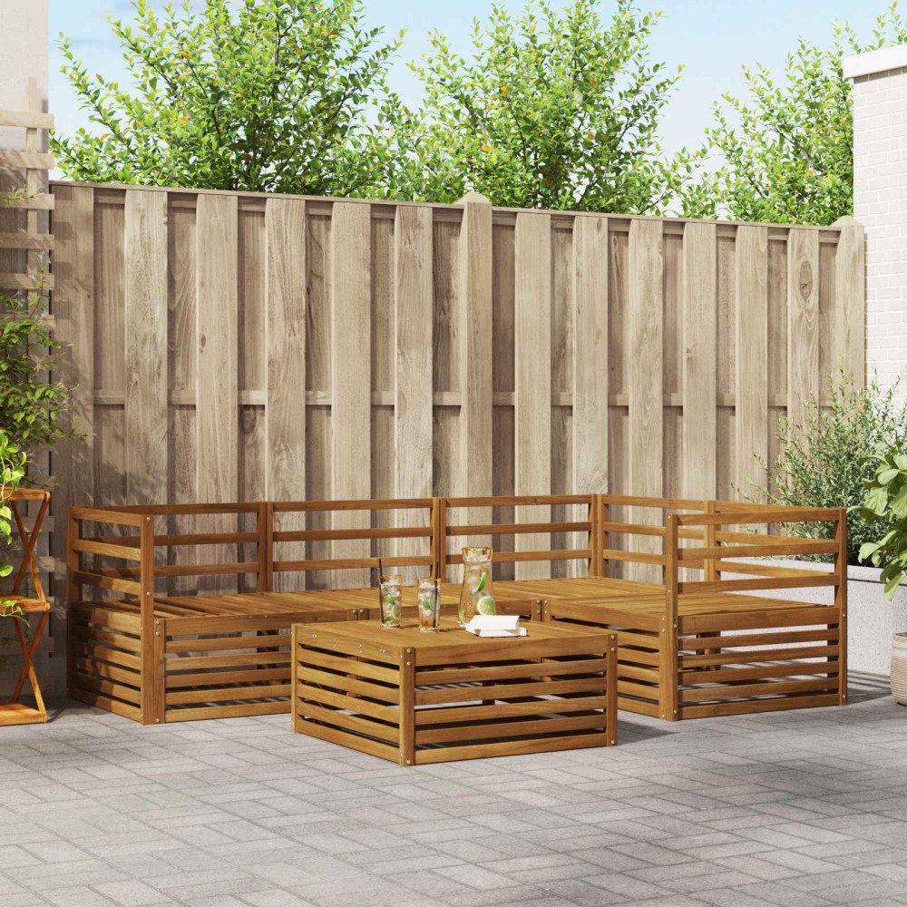 vidaXL Utomhussoffset 5 pcs Naturfärg Massivt Akaciaträ