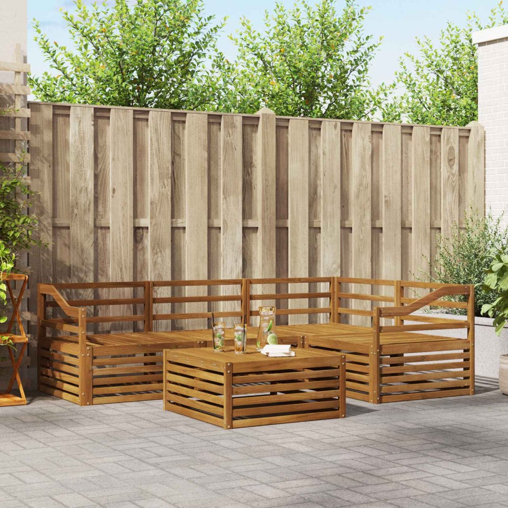 vidaXL Utomhussoffset 5 pcs Naturfärg Massivt Akaciaträ