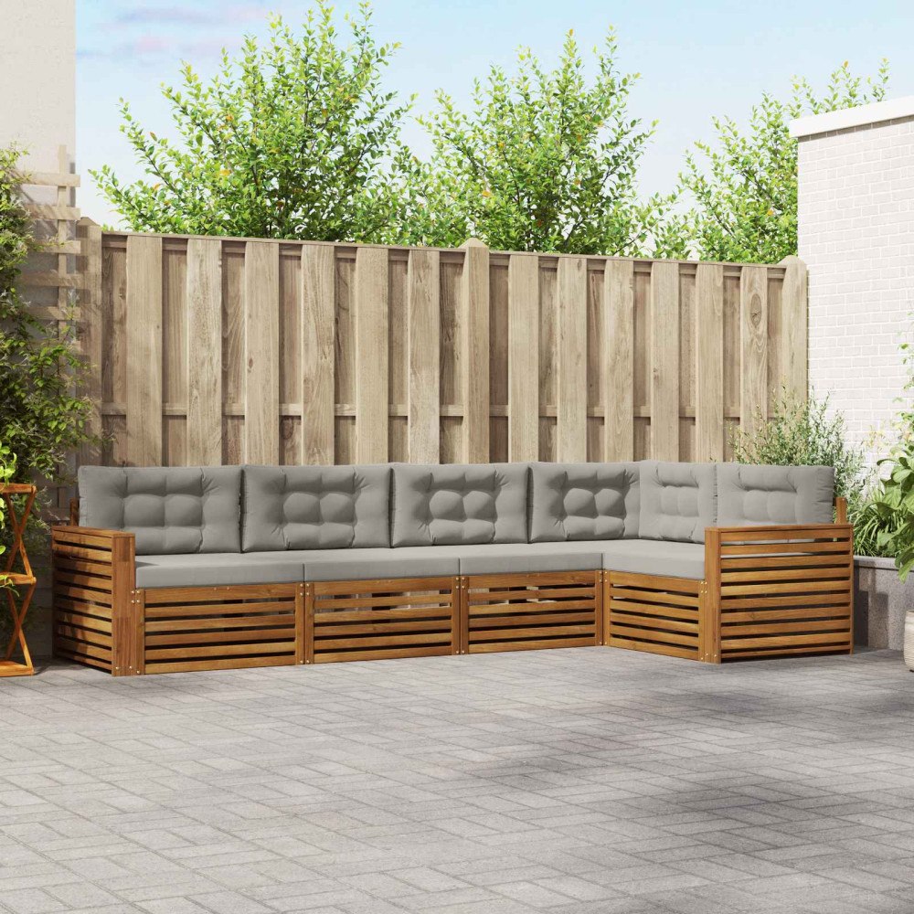 vidaXL Utomhussoffset 16 pcs Naturlig och Ljus Grå Massivt Akaciaträ