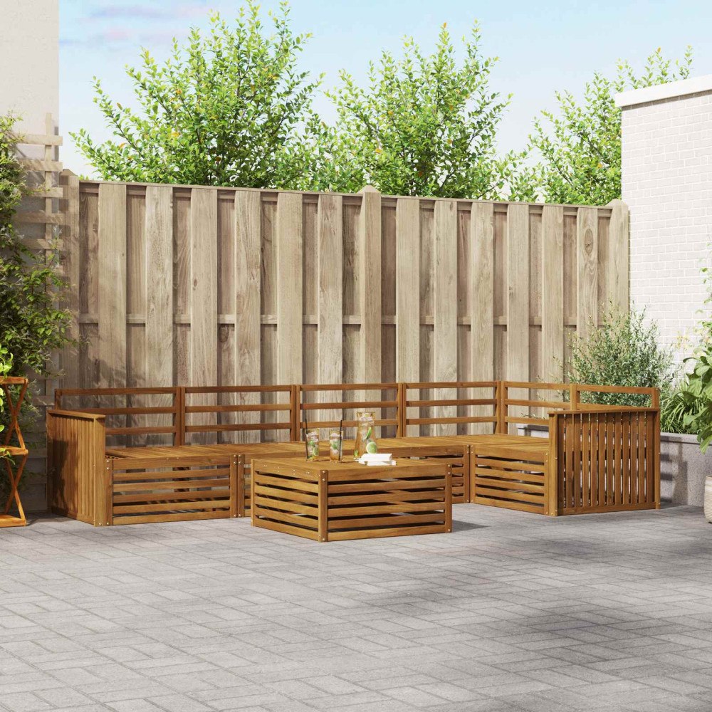 vidaXL Utomhussoffset 6 pcs Naturfärg Massivt Akaciaträ