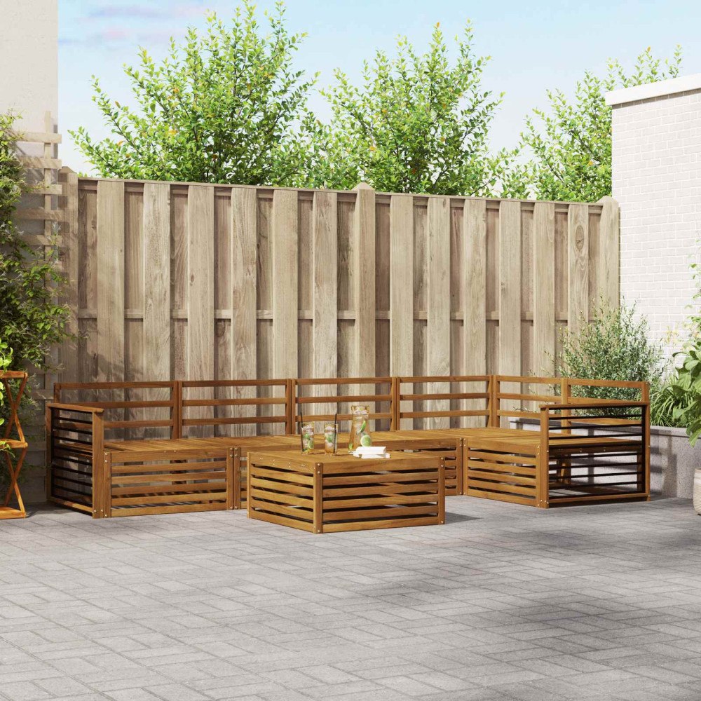 vidaXL Utomhussoffset 6 pcs Naturfärg Massivt Akaciaträ