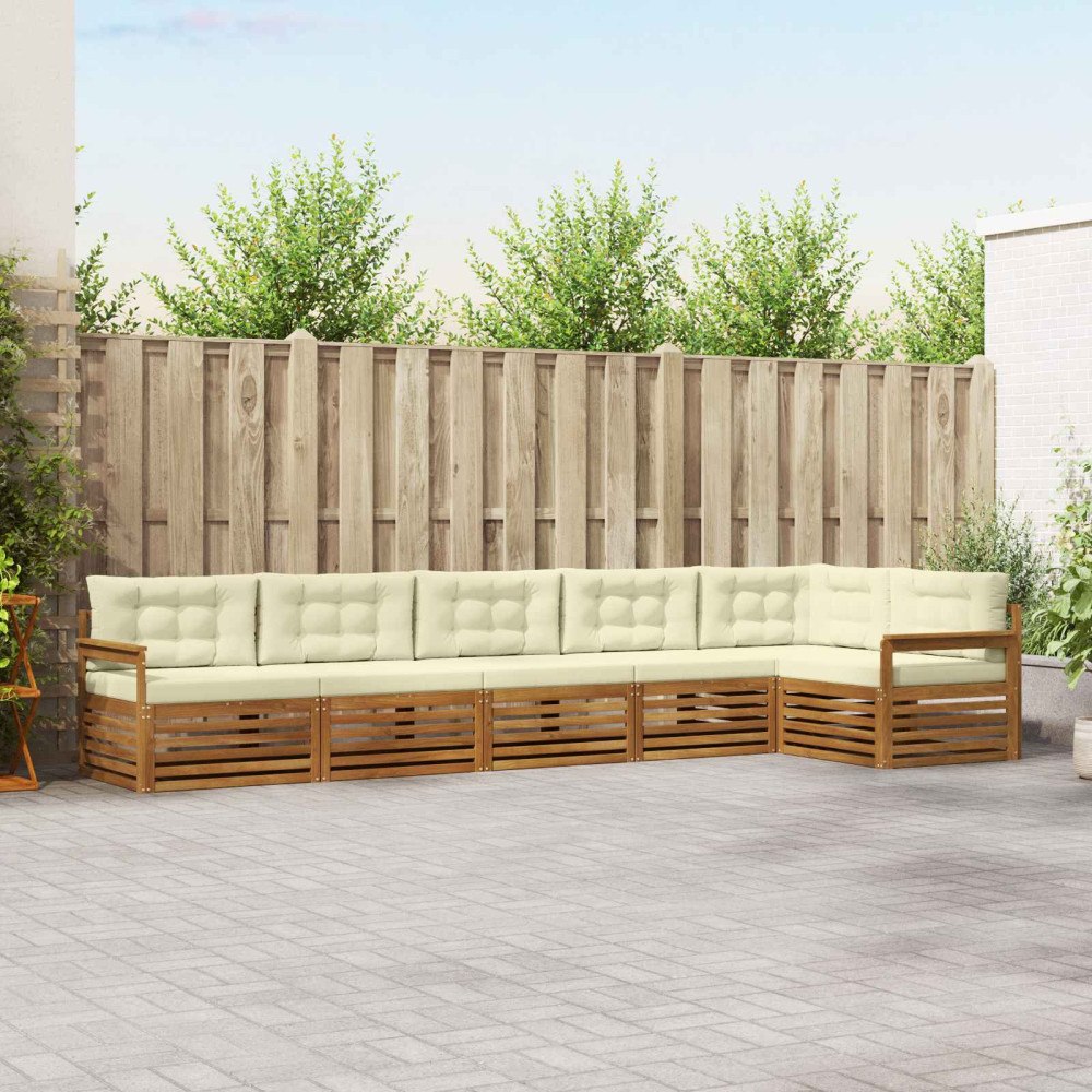 vidaXL Utomhussoffset med kudde 6 pcs Naturlig och Grädde