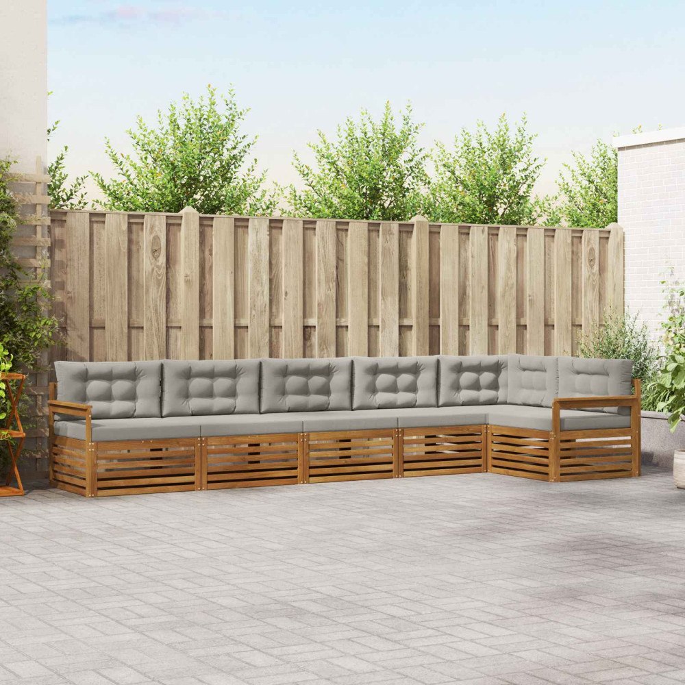 vidaXL Utomhussoffset 19 pcs Naturlig och Ljus Grå Massivt Akaciaträ