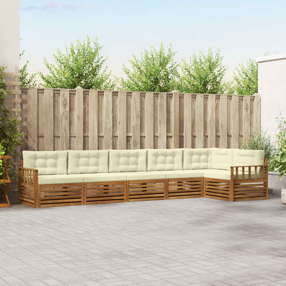 vidaXL Utomhussoffset med kudde 6 pcs Naturlig och Grädde